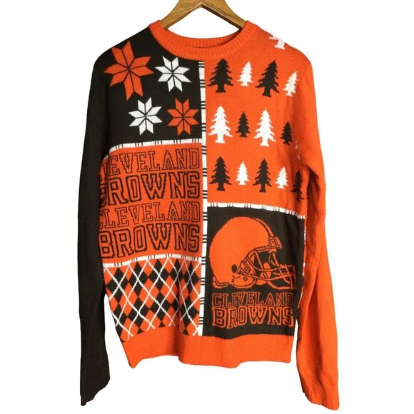 NFL Team Apparel Cleveland Brown Ugly Christmas Sweater Size M - Picture 1 of 5